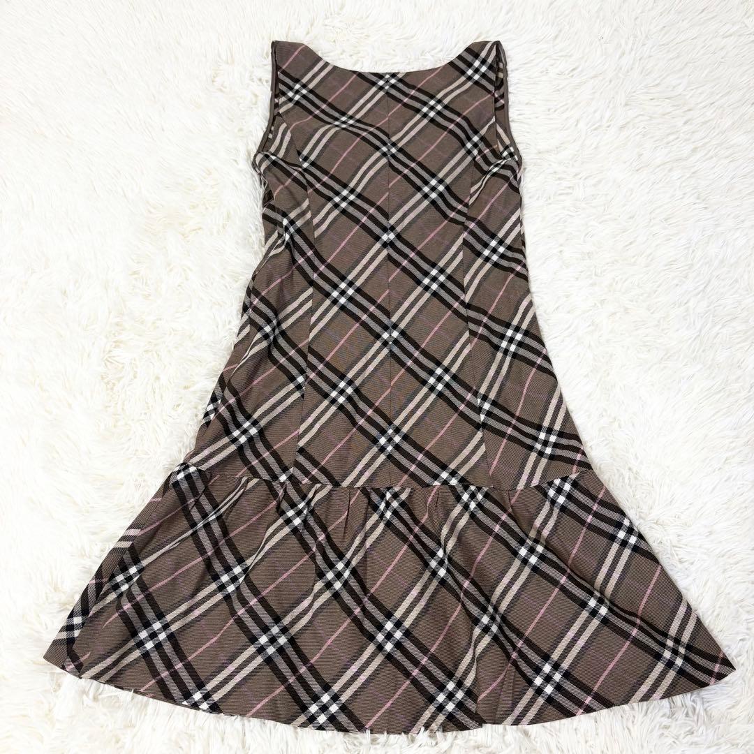 バーバリーブルーレーベル カシュクール ノバチェック ワンピース ウエストリボン