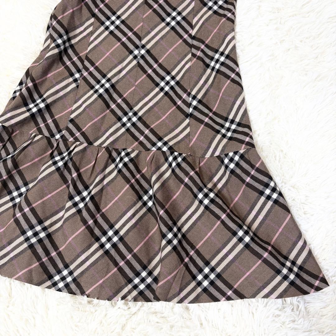 バーバリーブルーレーベル カシュクール ノバチェック ワンピース ウエストリボン