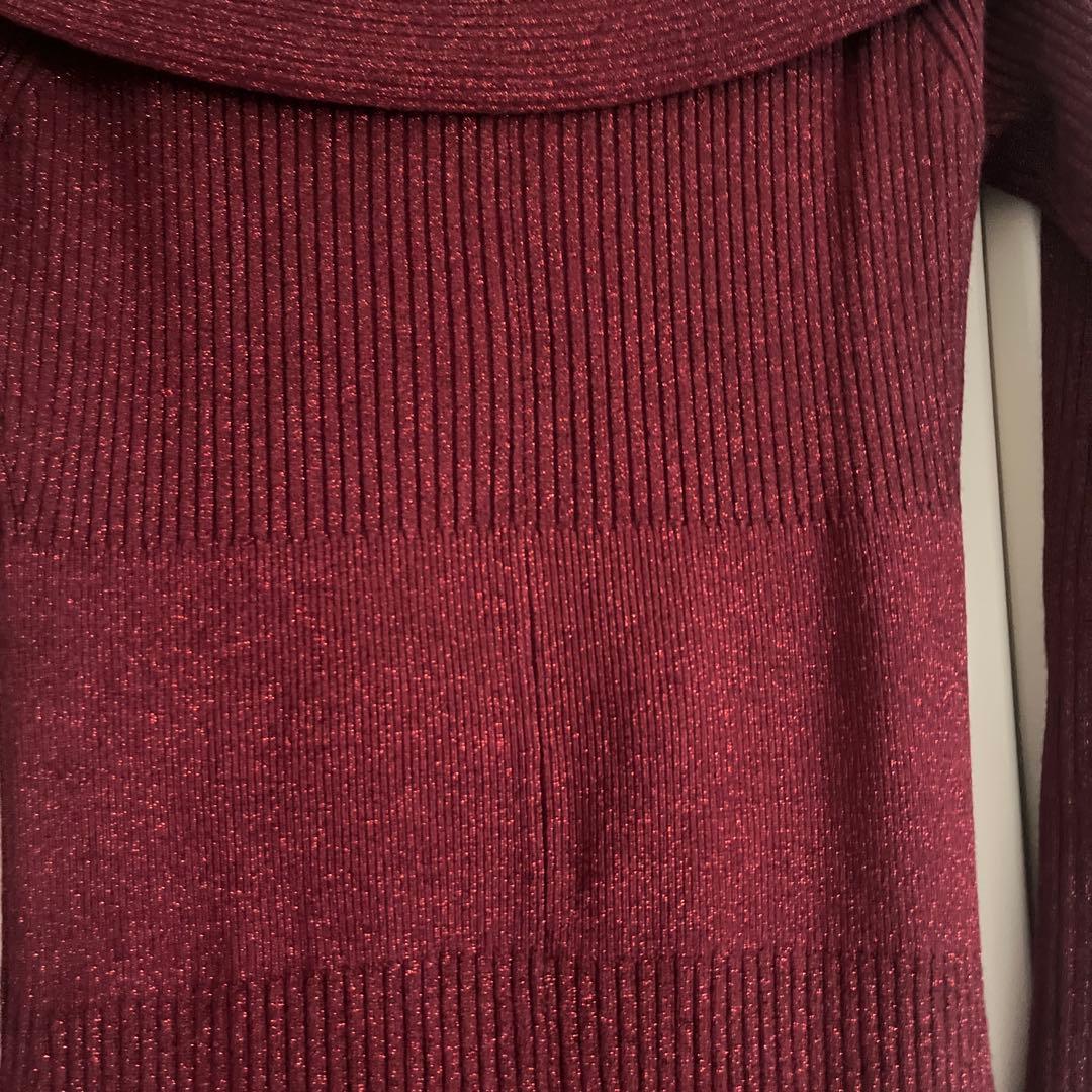 shidel オフショルニットワンピース　バーガンディ　フリーサイズ