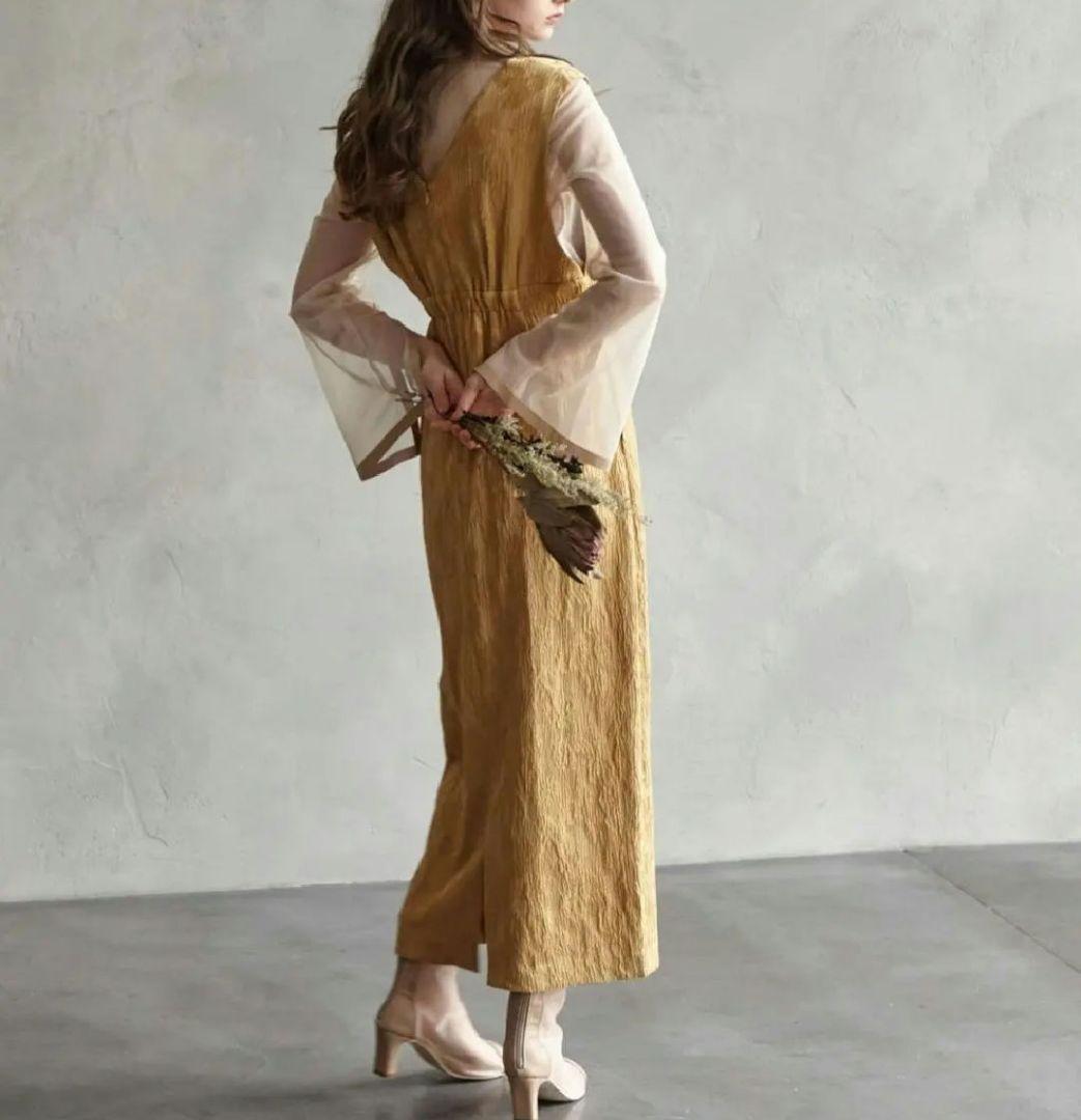 【AIMER 】チュールブラウス付きジャカードIラインパーティードレス　Mサイズ