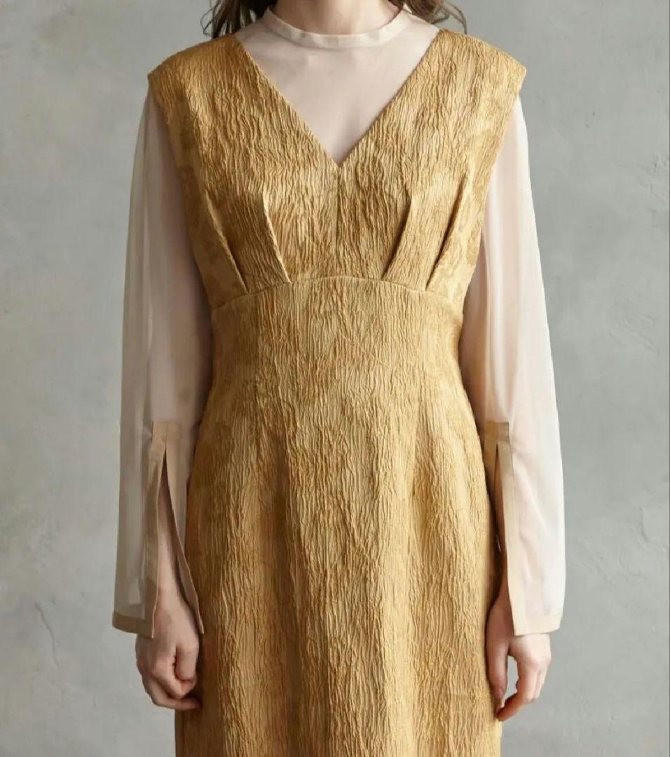 【AIMER 】チュールブラウス付きジャカードIラインパーティードレス　Mサイズ