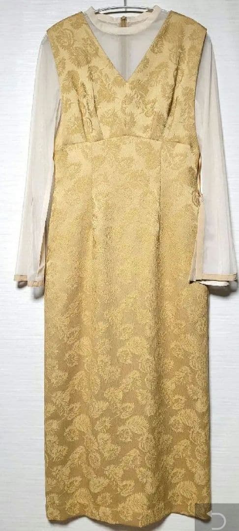 【AIMER 】チュールブラウス付きジャカードIラインパーティードレス　Mサイズ