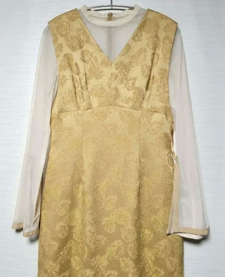 【AIMER 】チュールブラウス付きジャカードIラインパーティードレス　Mサイズ