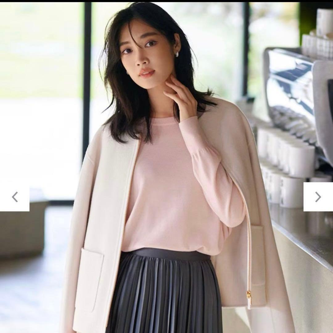 22AW✨美品 23区 ウールリバー ショート ノーカラー コート 36サイズ