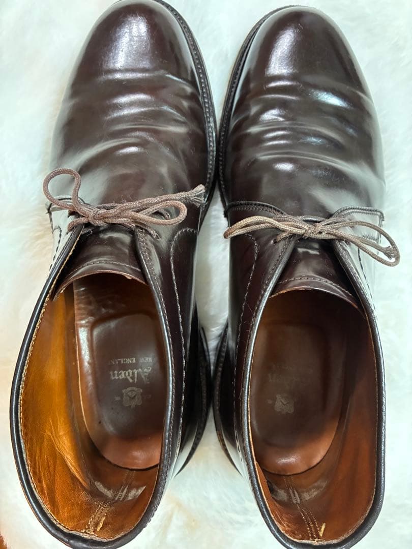 27cm オールデン　チャッカブーツ　バーガンディー　純正シューツリー、袋付き