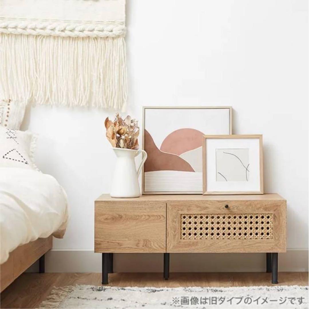 ■送料込■LOWYA ラタン調 木製テレビボード 机TV台 ラックローデスク収納