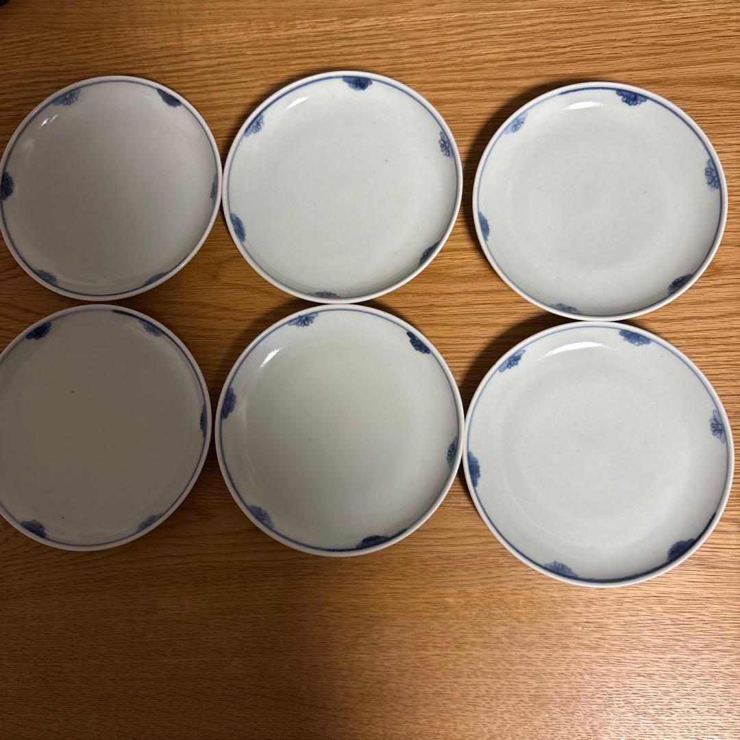 藤塚光男　平皿　染め付け　６枚