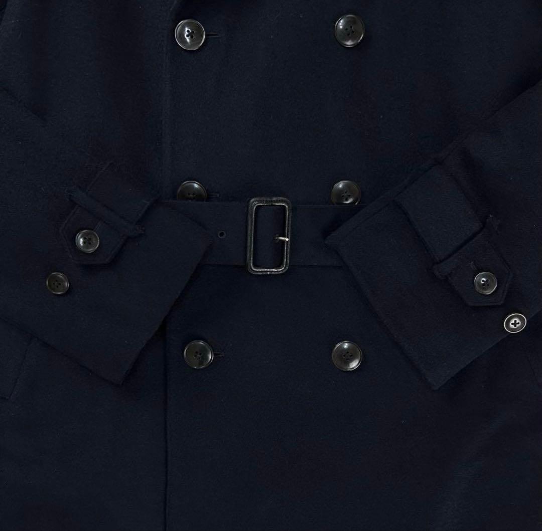 カシミヤ混 トゥモローランド ピルグリム ロングピーコート ネイビー 48