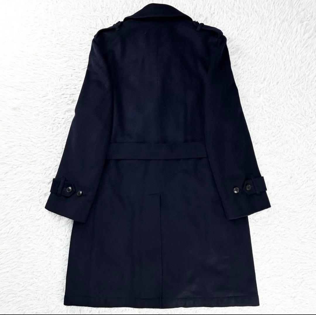 カシミヤ混 トゥモローランド ピルグリム ロングピーコート ネイビー 48