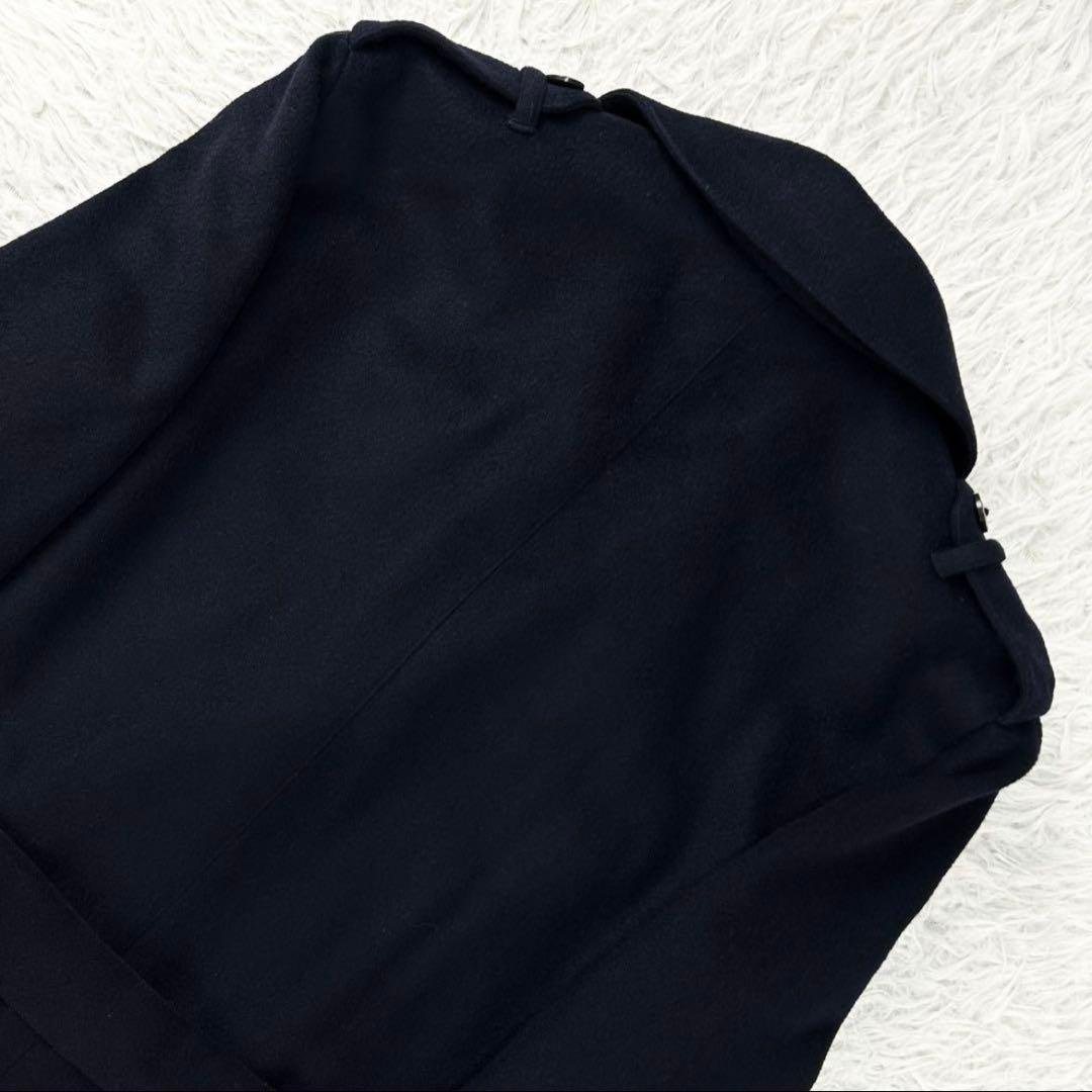 カシミヤ混 トゥモローランド ピルグリム ロングピーコート ネイビー 48