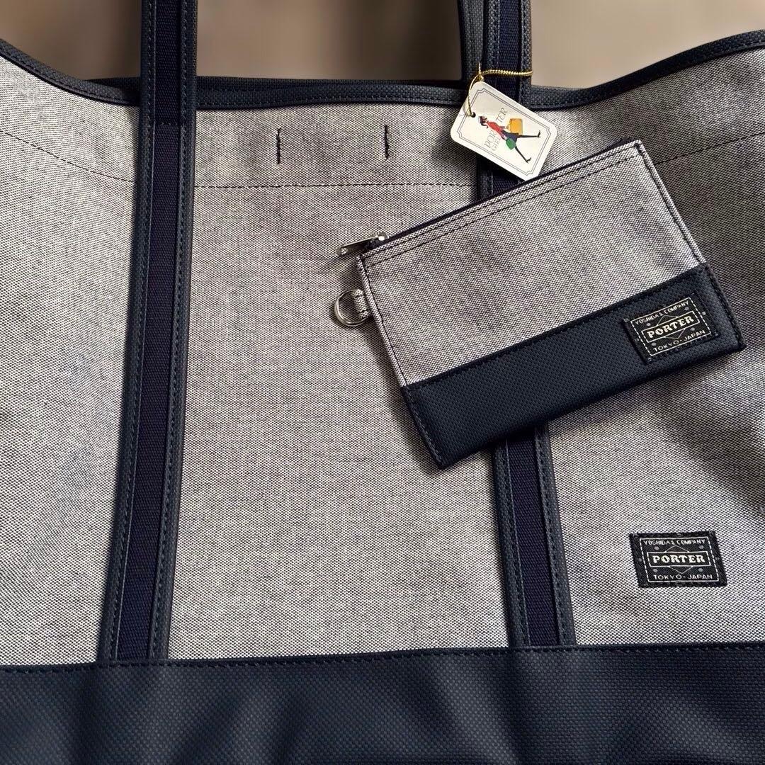 ポーター　ボーイフレンドトート(L)シャンブレーネイビー