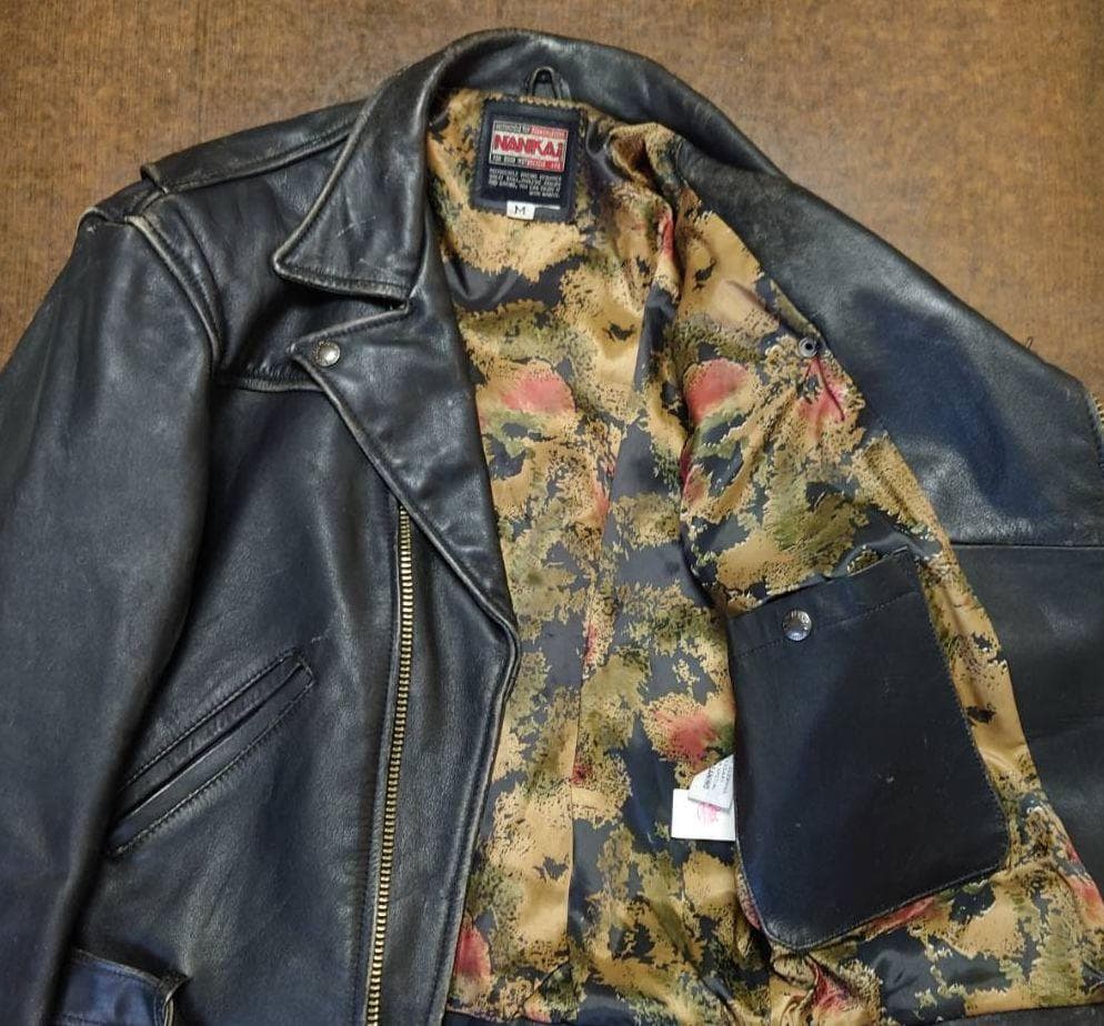 NANKAI 南海部品　Ｗレザージャケット　Mサイズ　古着　Ｗ革ジャン