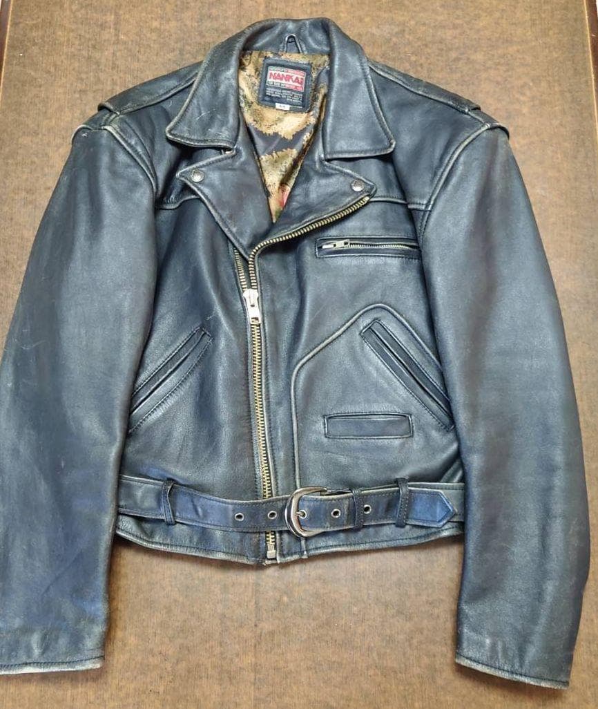 NANKAI 南海部品　Ｗレザージャケット　Mサイズ　古着　Ｗ革ジャン