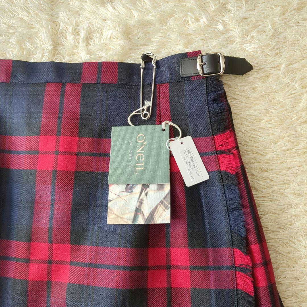 新品タグ付♥オニールオブダブリン　巻きスカート　プリーツ　チェック　膝丈　12
