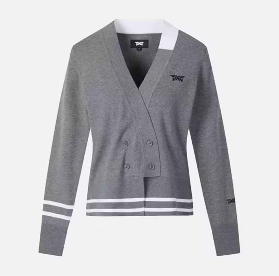 【新品未使用】PXG グレー ダブルボタンカーディガン