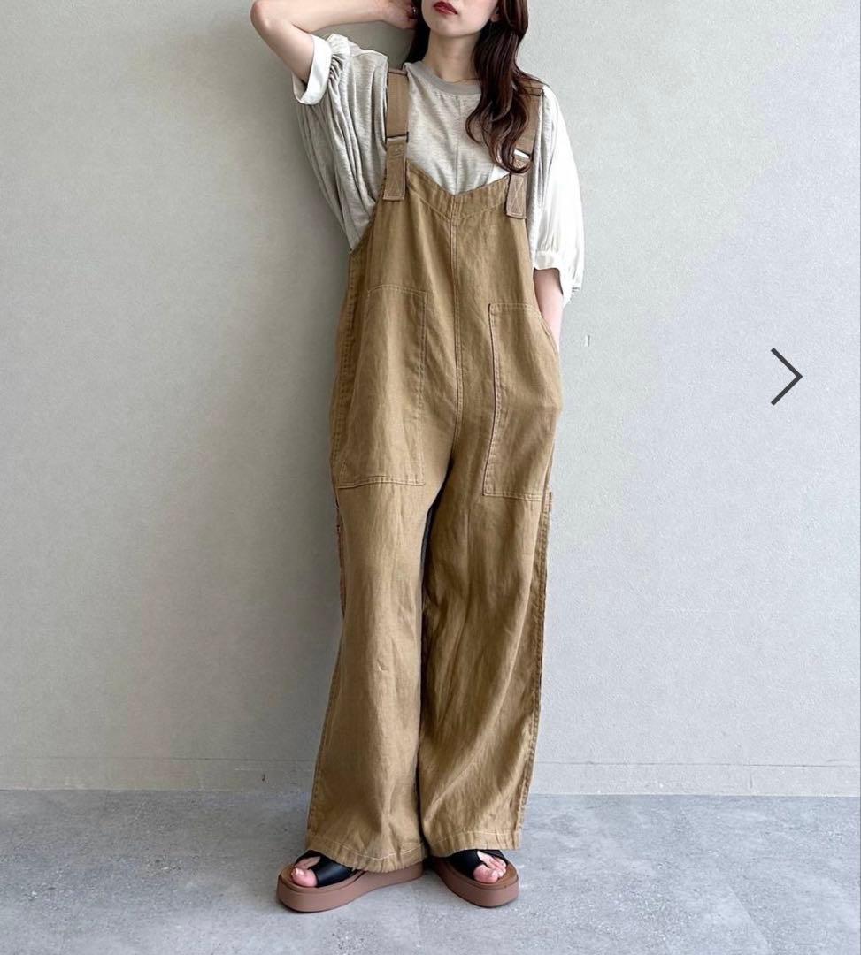 今季完売ニコアンド　ＦＩＮＥリネンツイルサロペット　キャメル