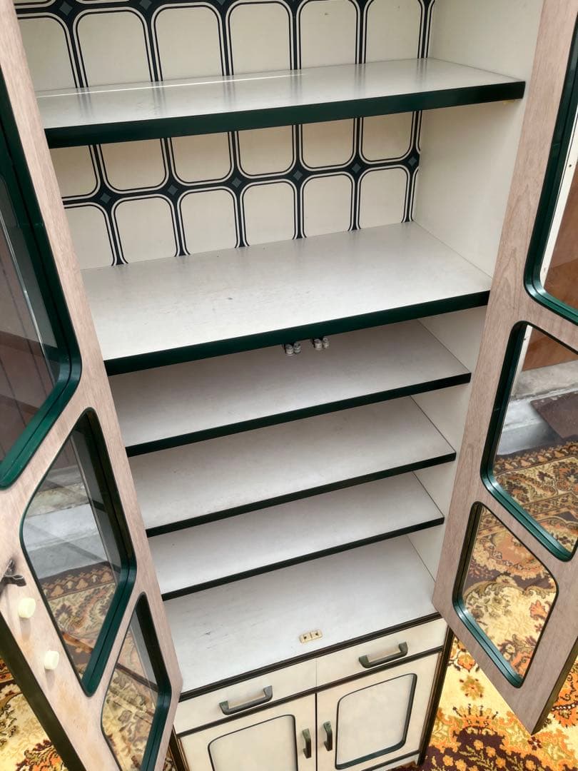 飾り棚 食器棚 水屋 昭和レトロ 当時物 レトロポップ インテリア 白