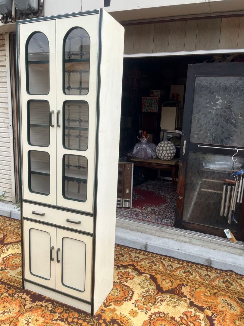 飾り棚 食器棚 水屋 昭和レトロ 当時物 レトロポップ インテリア 白