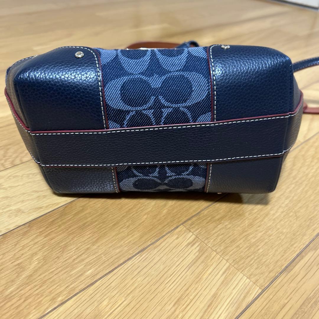 COACH シグネチャー柄 デニム 巾着 ショルダーバッグ