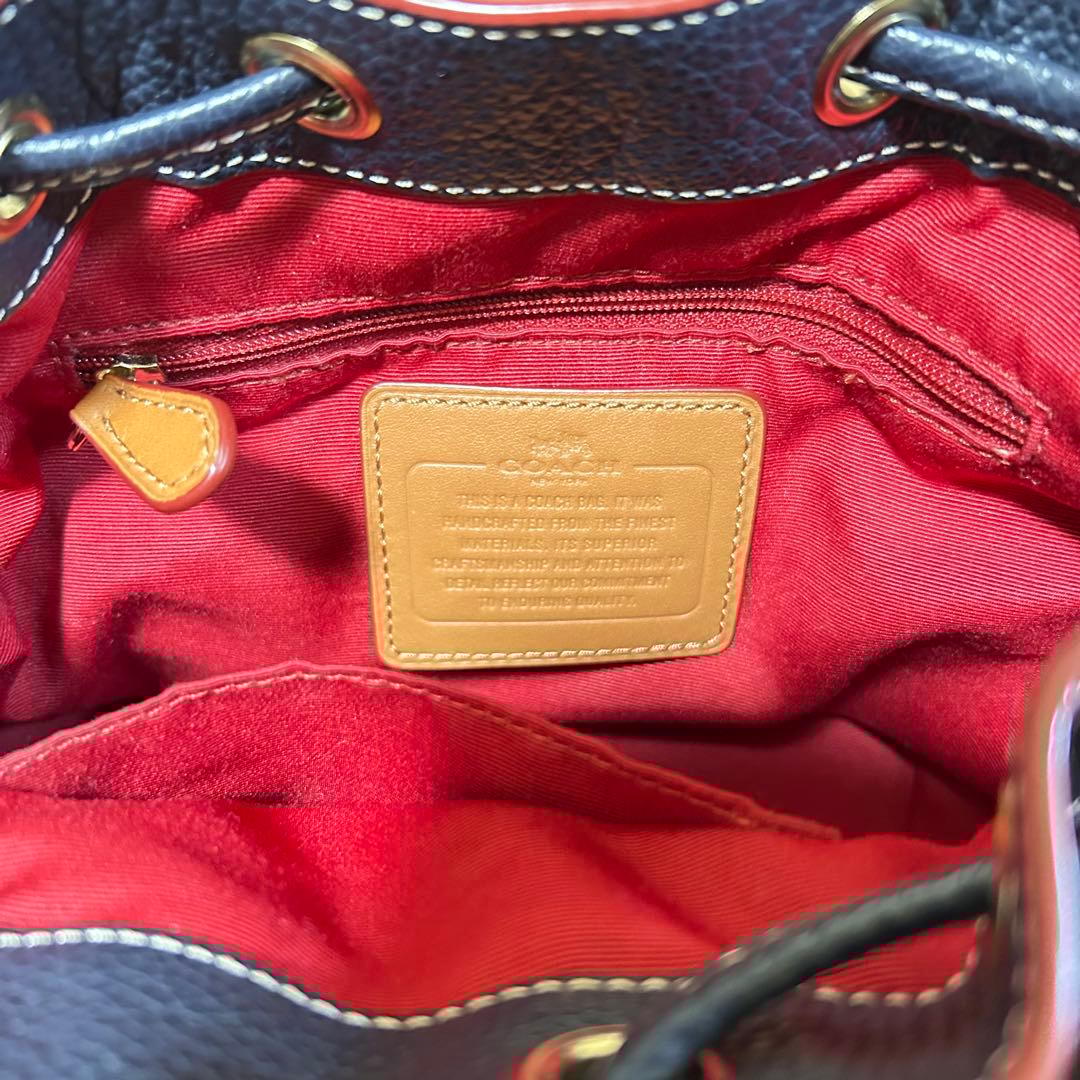 COACH シグネチャー柄 デニム 巾着 ショルダーバッグ