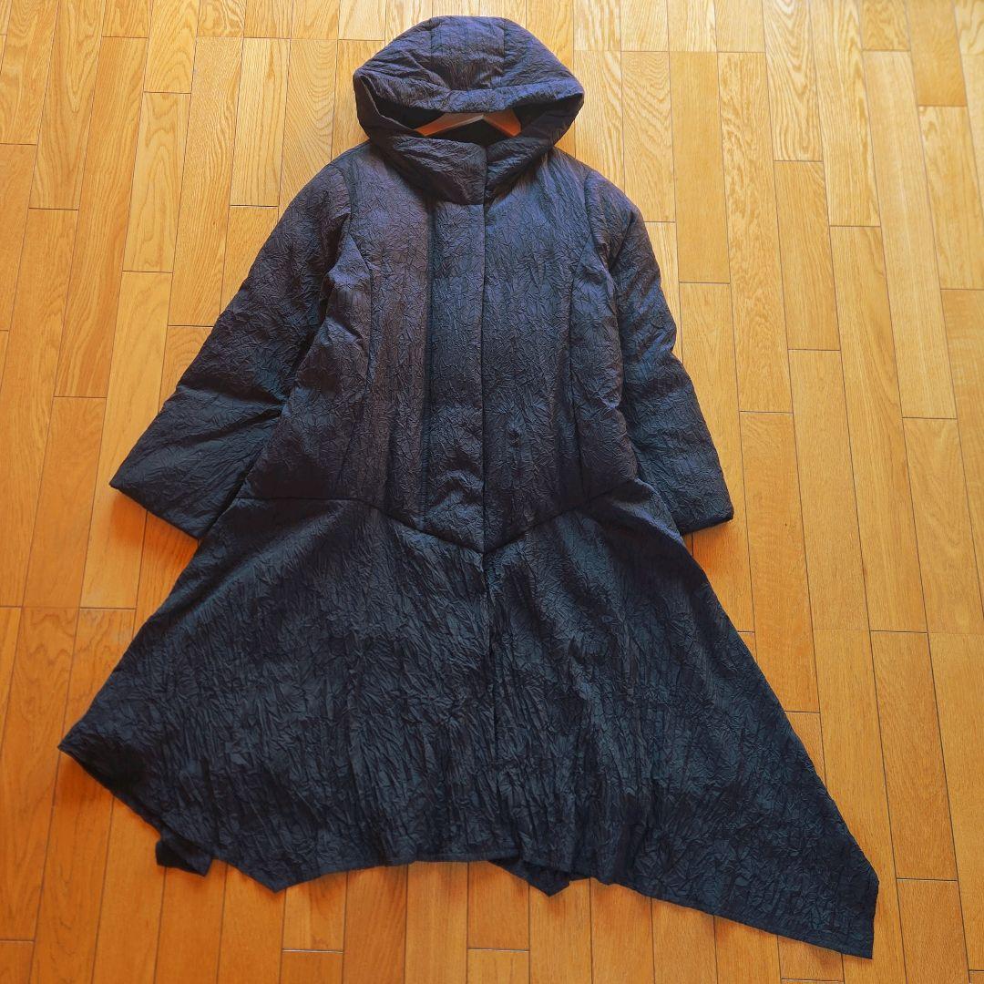 芽風 センソユニコ ロングダウンコート アシンメトリー 軽量 変形 黒ブラック