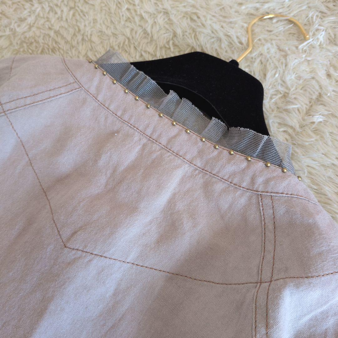 日本製★OLLEBOREBLA　ノーカラージャケット　リネン　ぶたさん　刺繍