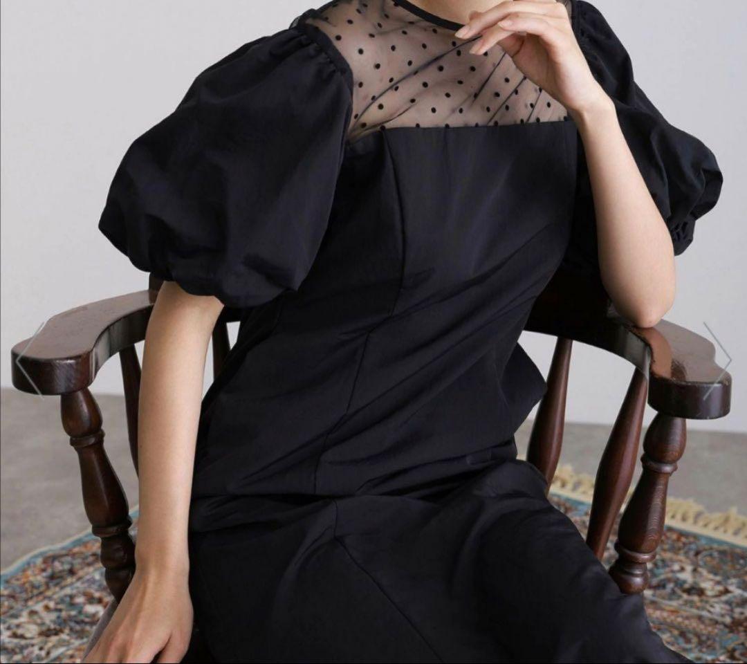 【ANDRESD】デコルテドットワンピース ANDRÉSD ／ パーティードレス