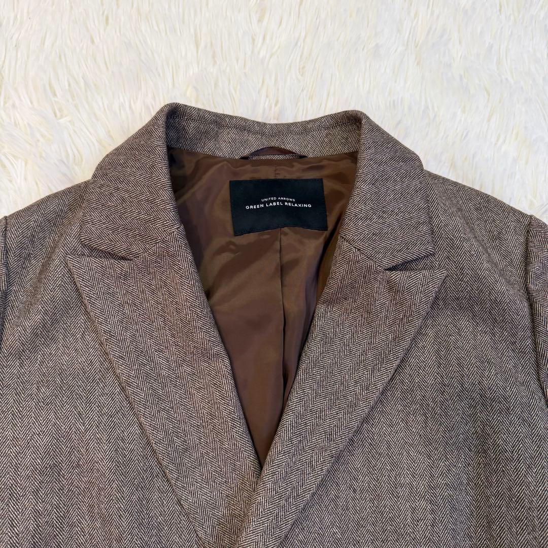 新品✨グリーンレーベルリラクシング ヘリンボーンダブルテーラードジャケット