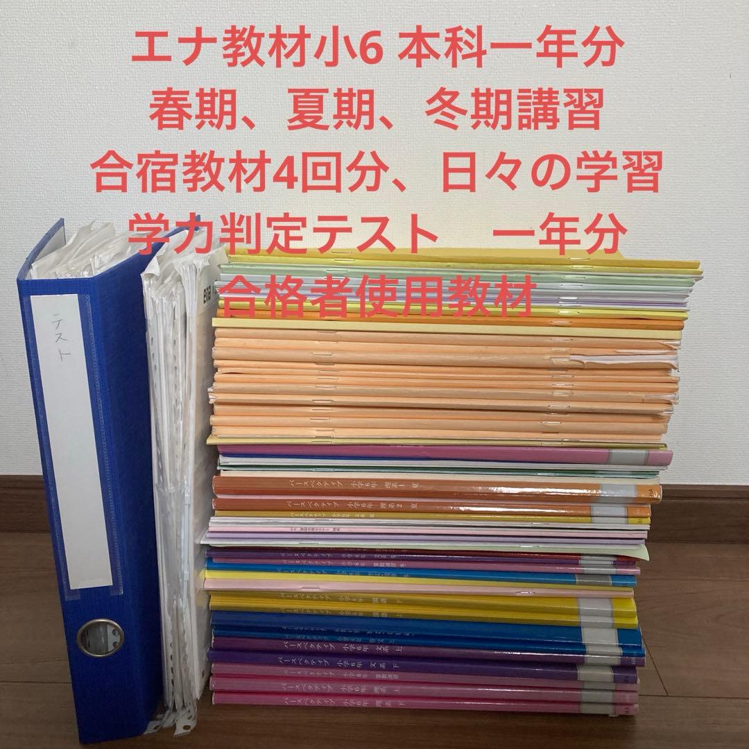 エナ小6本科一年分、季節講習、合宿、日々学、テスト一年分。