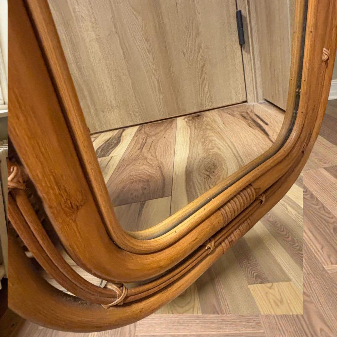 ラタンミラー 大型アーチ型 玄関リビング 北欧ナチュラル✨