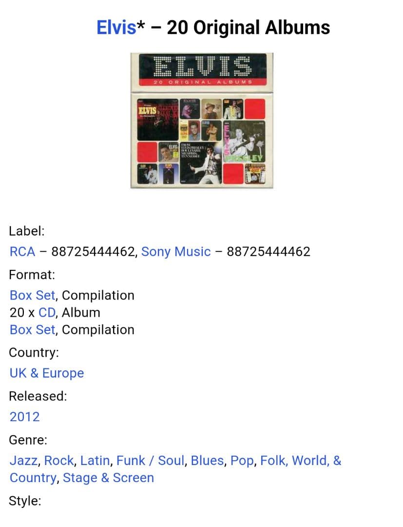 エルヴィス・プレスリー　20 Original Albums
