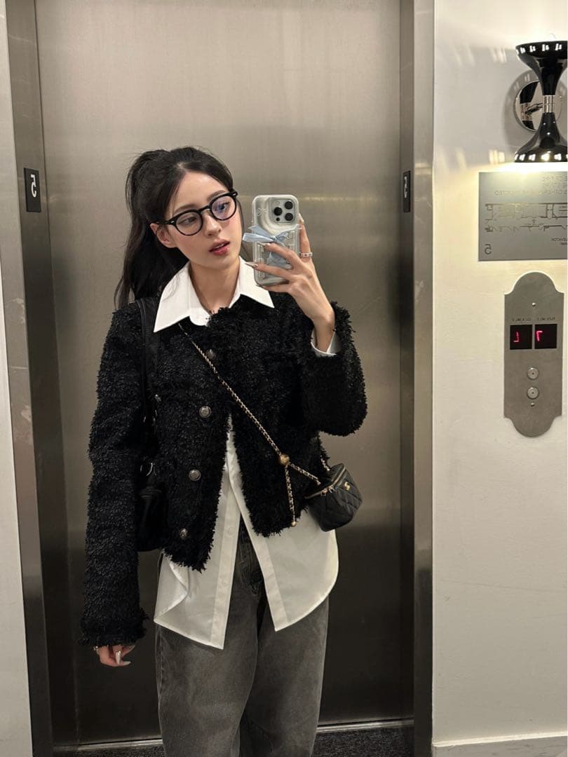 【定価2.7万円/新品未使用タグ付】KHAKIPOINT ツイードジャケット 黒