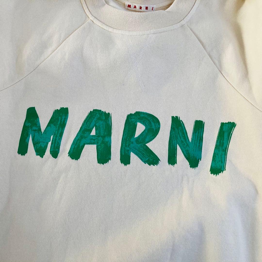 MARNI マルニ　トレーナー　ベージュ　グリーン　ロゴ　長袖　L スウェット