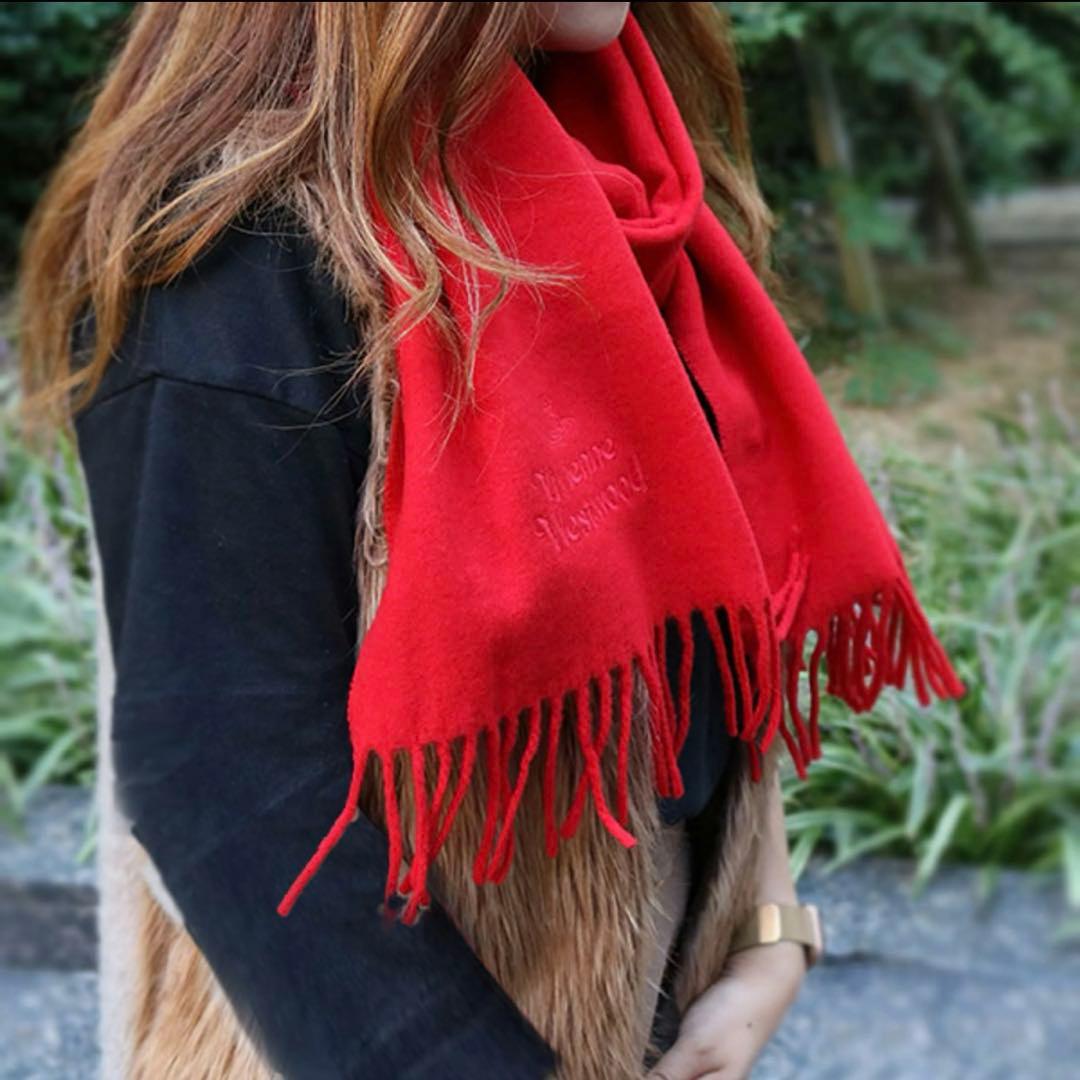 新品 ヴィヴィアンウエストウッド♡ウール マフラー オーブ 刺繍 イタリア製