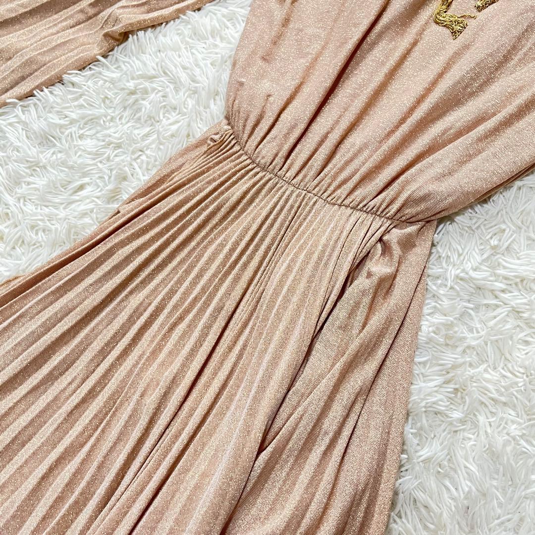 【極美品】エリザベッタフランキ　マキシプリーツドレス　ゴールドフリンジ　40