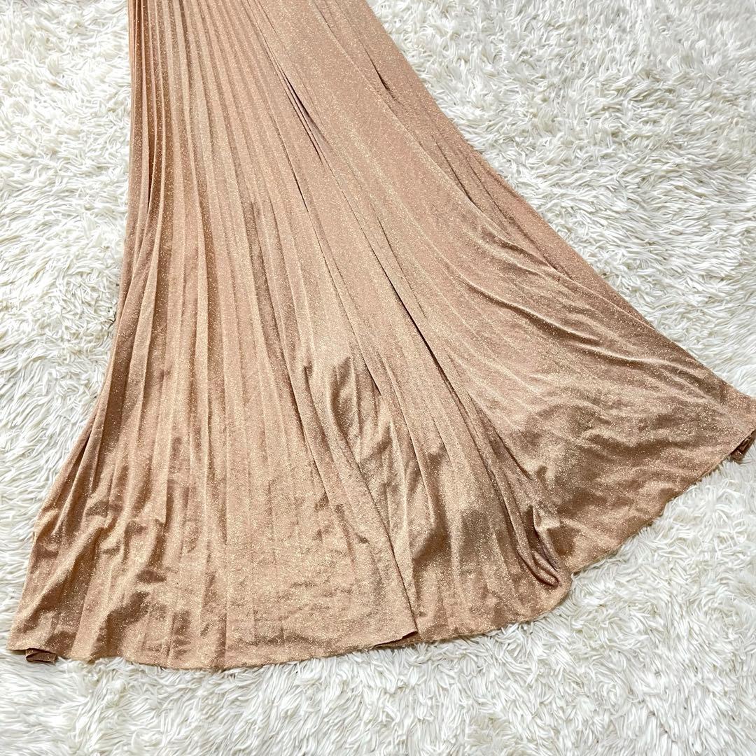 【極美品】エリザベッタフランキ　マキシプリーツドレス　ゴールドフリンジ　40