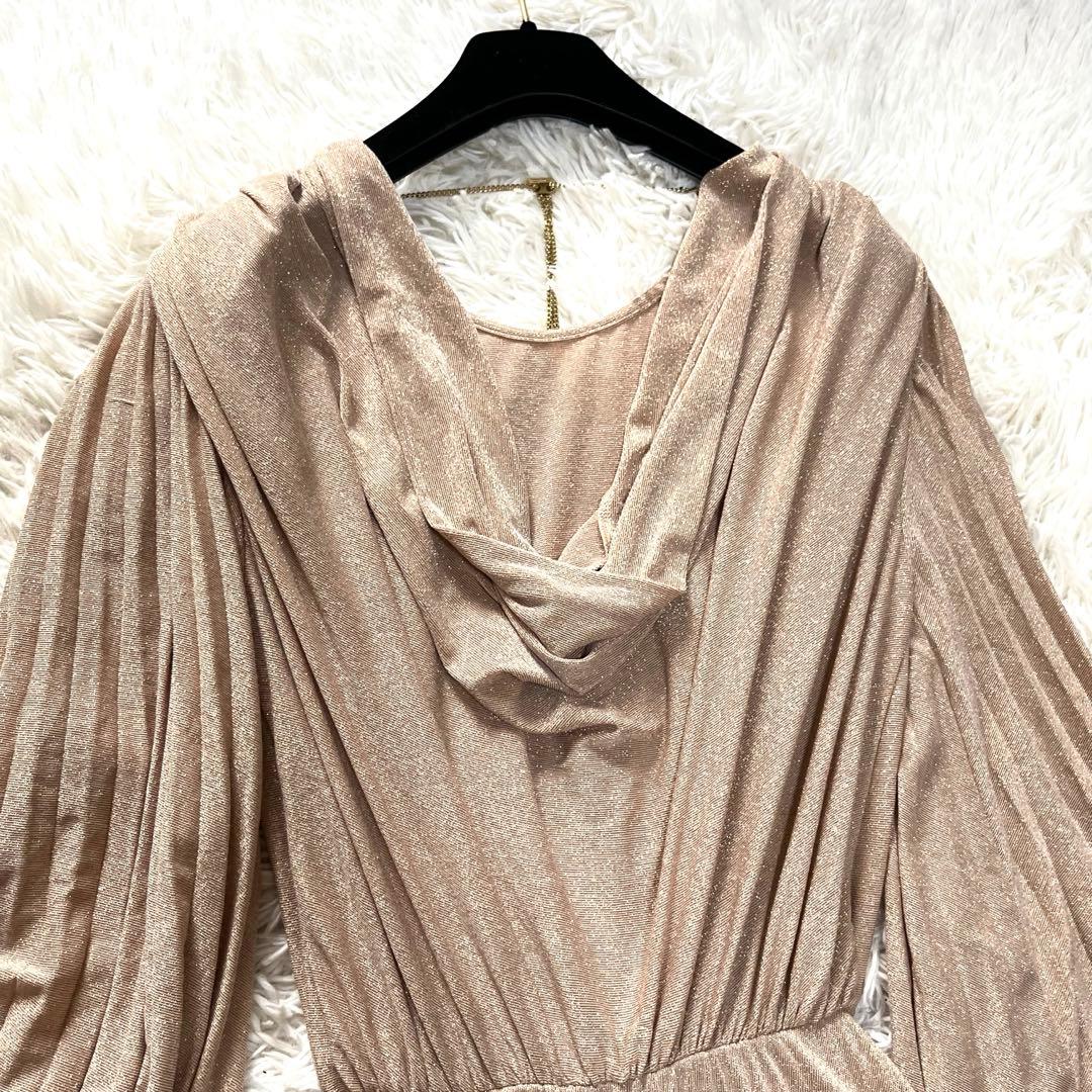 【極美品】エリザベッタフランキ　マキシプリーツドレス　ゴールドフリンジ　40