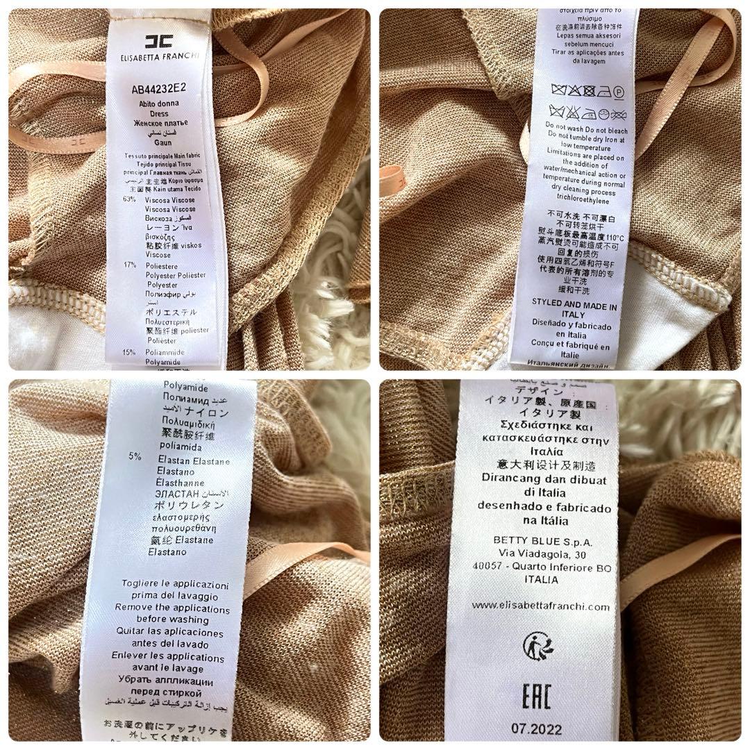 【極美品】エリザベッタフランキ　マキシプリーツドレス　ゴールドフリンジ　40