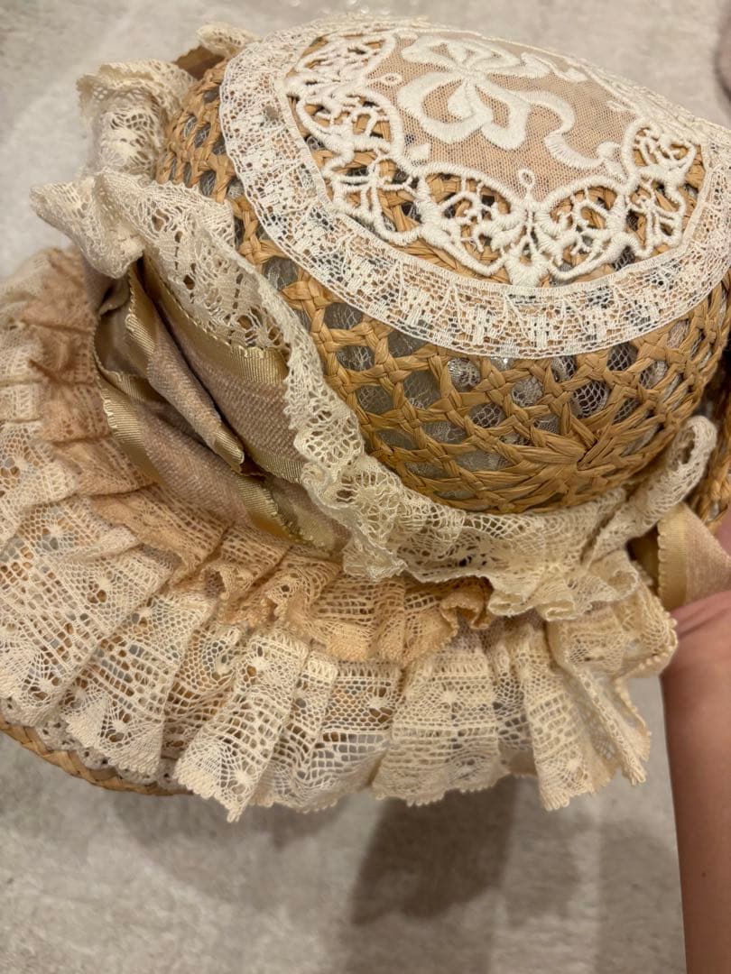 サマーピクニック　麦わらボンネット　星箱works 美品