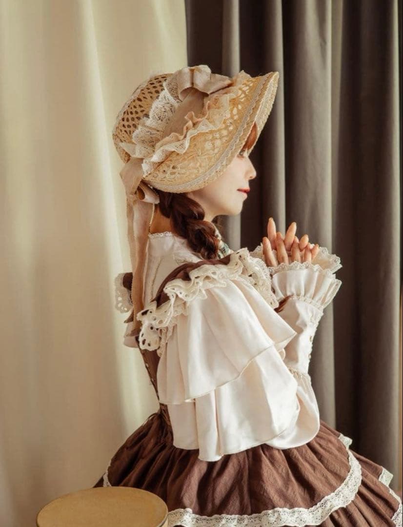 サマーピクニック　麦わらボンネット　星箱works 美品