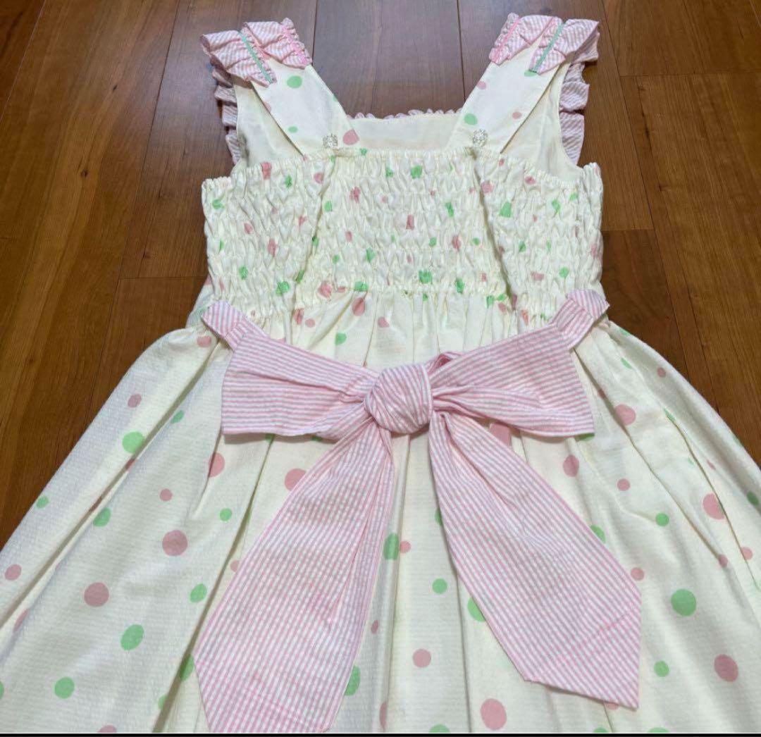 【3日間限定価格】シャーリーテンプル　白アイス柄ドットジャンスカ