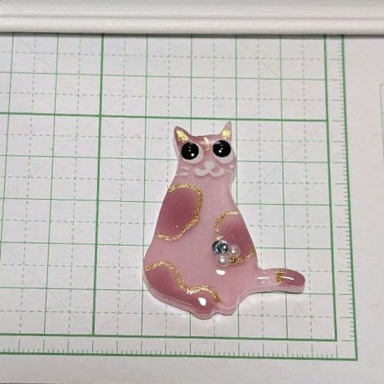 ニッキー様　1.5 猫　レジンヘアゴム　ダスティピンク　秋