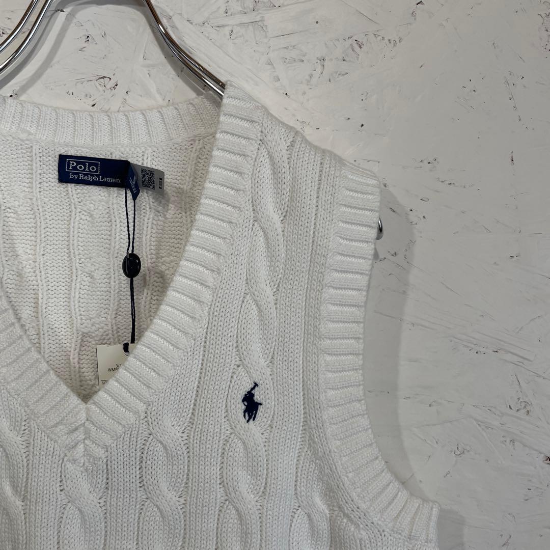 新品未使用タグ付【POLO by Ralph Lauren】ケーブルニットベスト