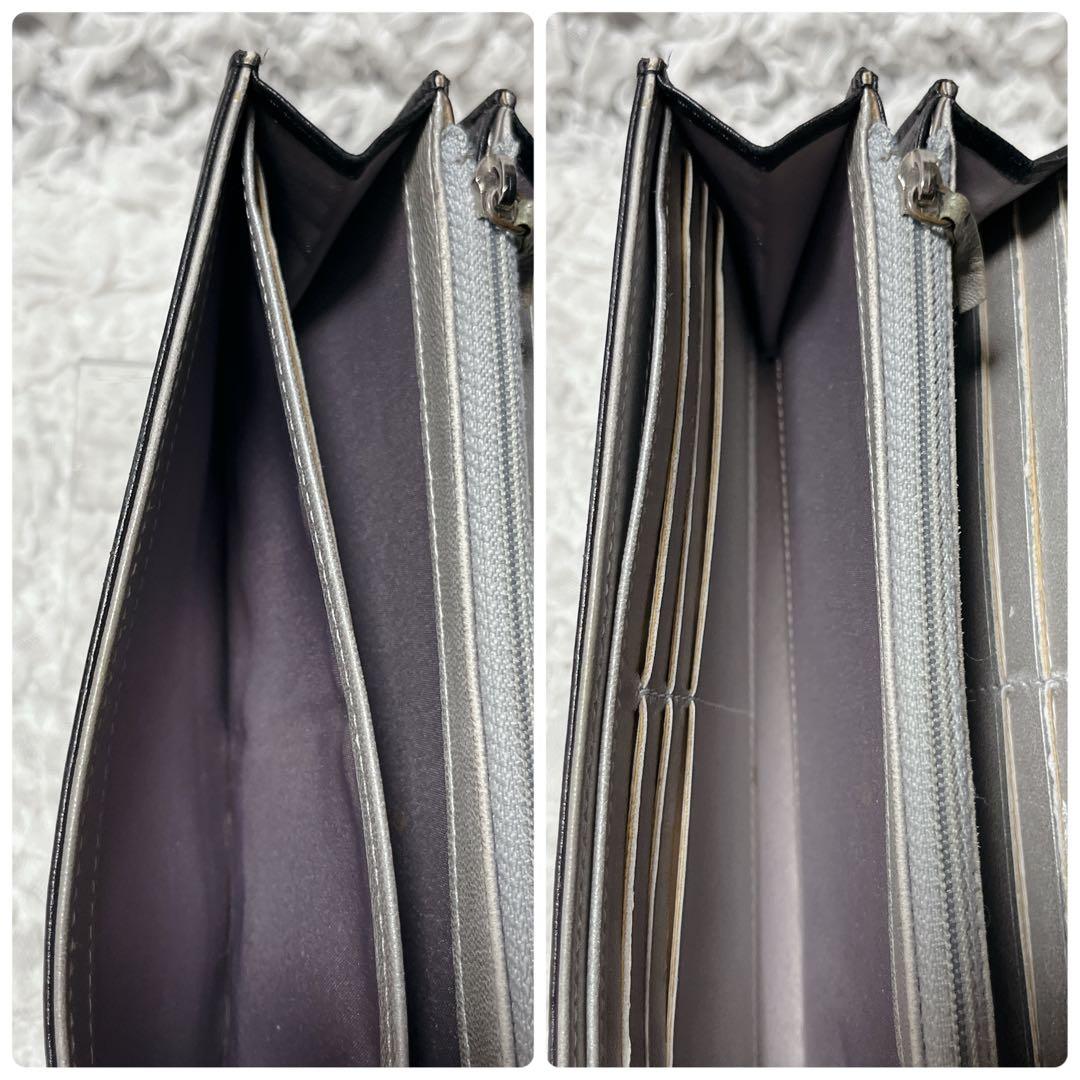 美品✨CHANEL シャネル ラムスキン カメリア 二つ折り財布　シルバー金具