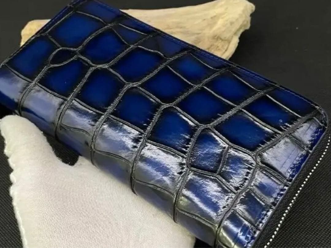 #新品未使用#クロコダイル#ラウンドファスナー#長財布#手染め#ハンドメイド