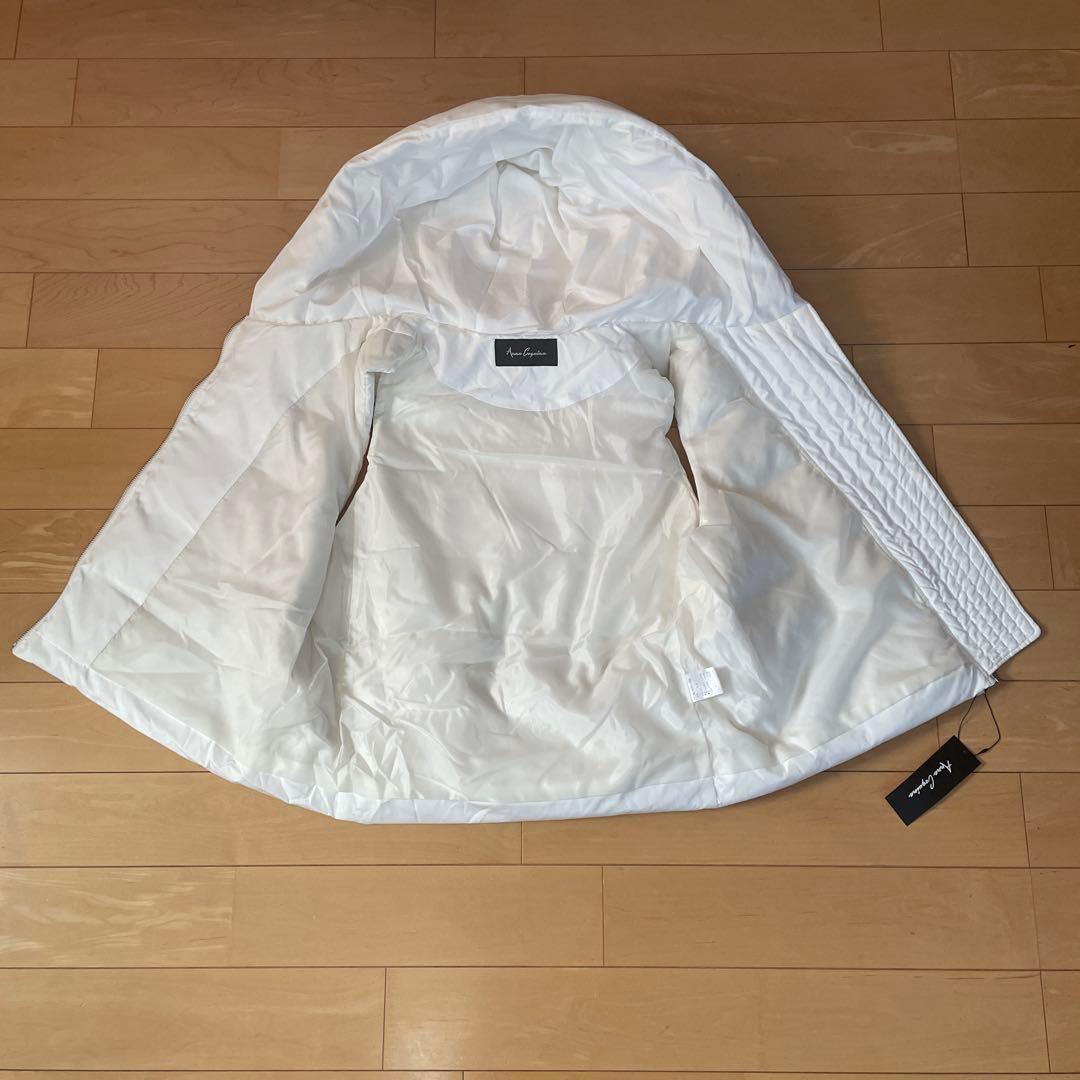 新品未使用！タグ付き　アンコキーヌ　ニット使いダウンベスト　ホワイト　LL