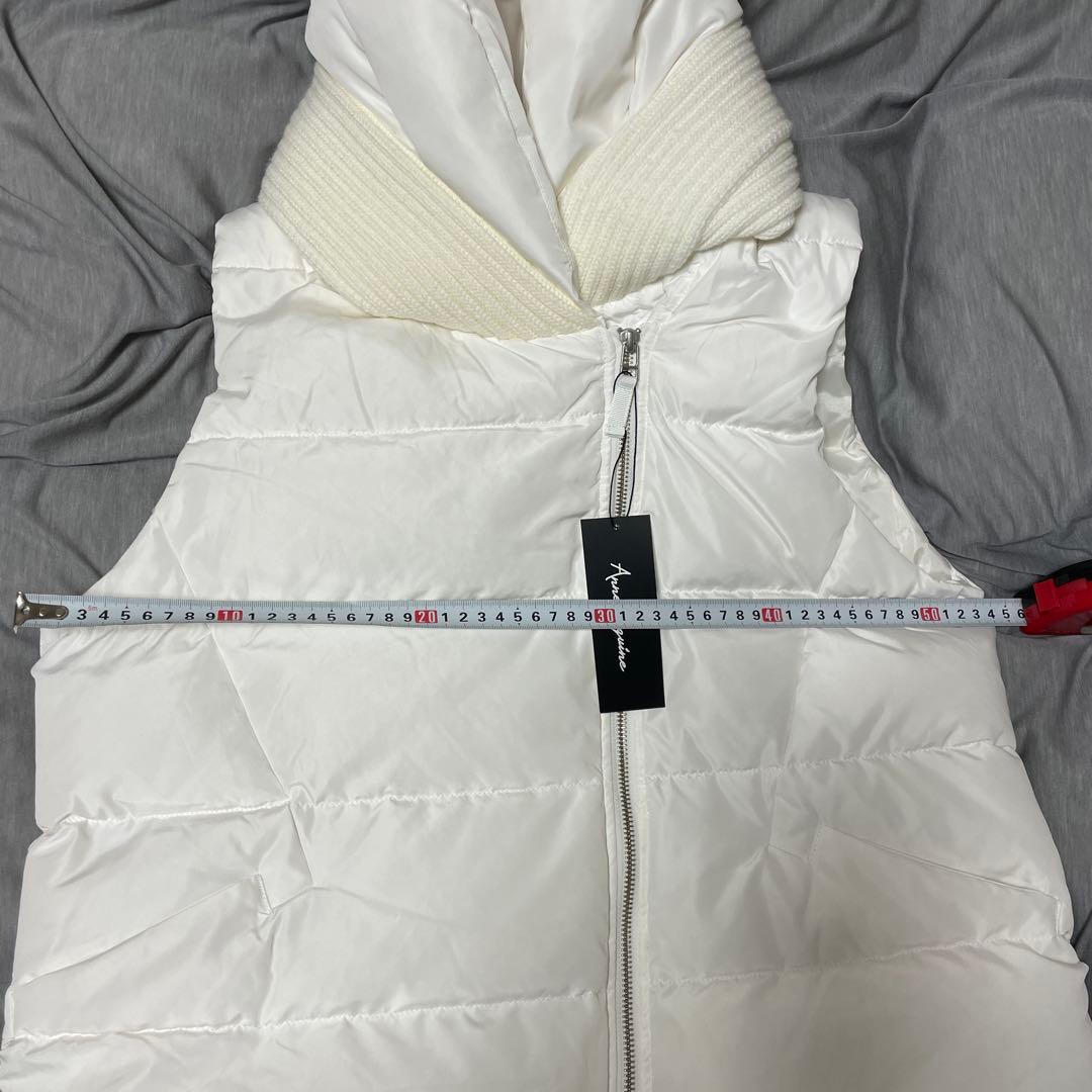 新品未使用！タグ付き　アンコキーヌ　ニット使いダウンベスト　ホワイト　LL