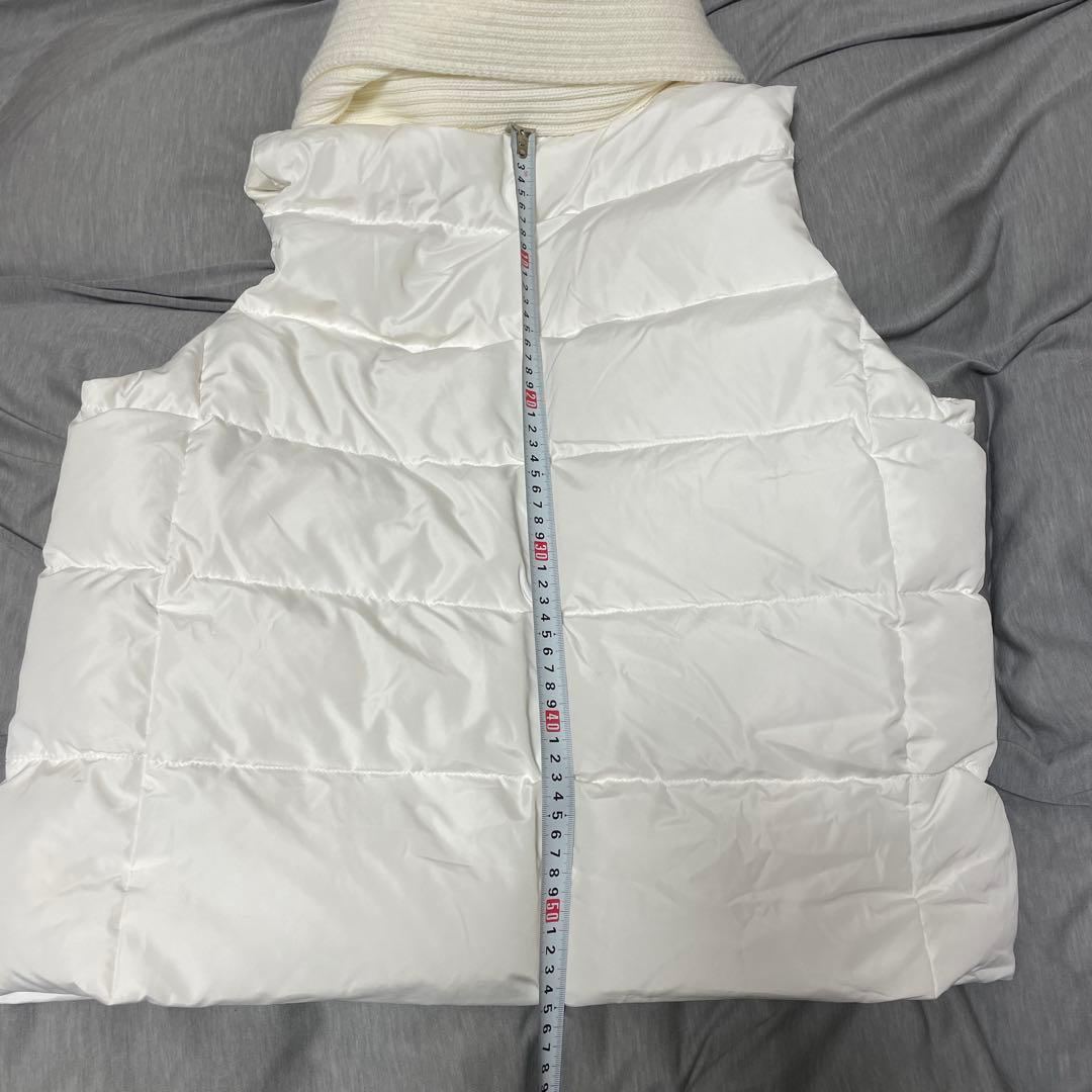 新品未使用！タグ付き　アンコキーヌ　ニット使いダウンベスト　ホワイト　LL
