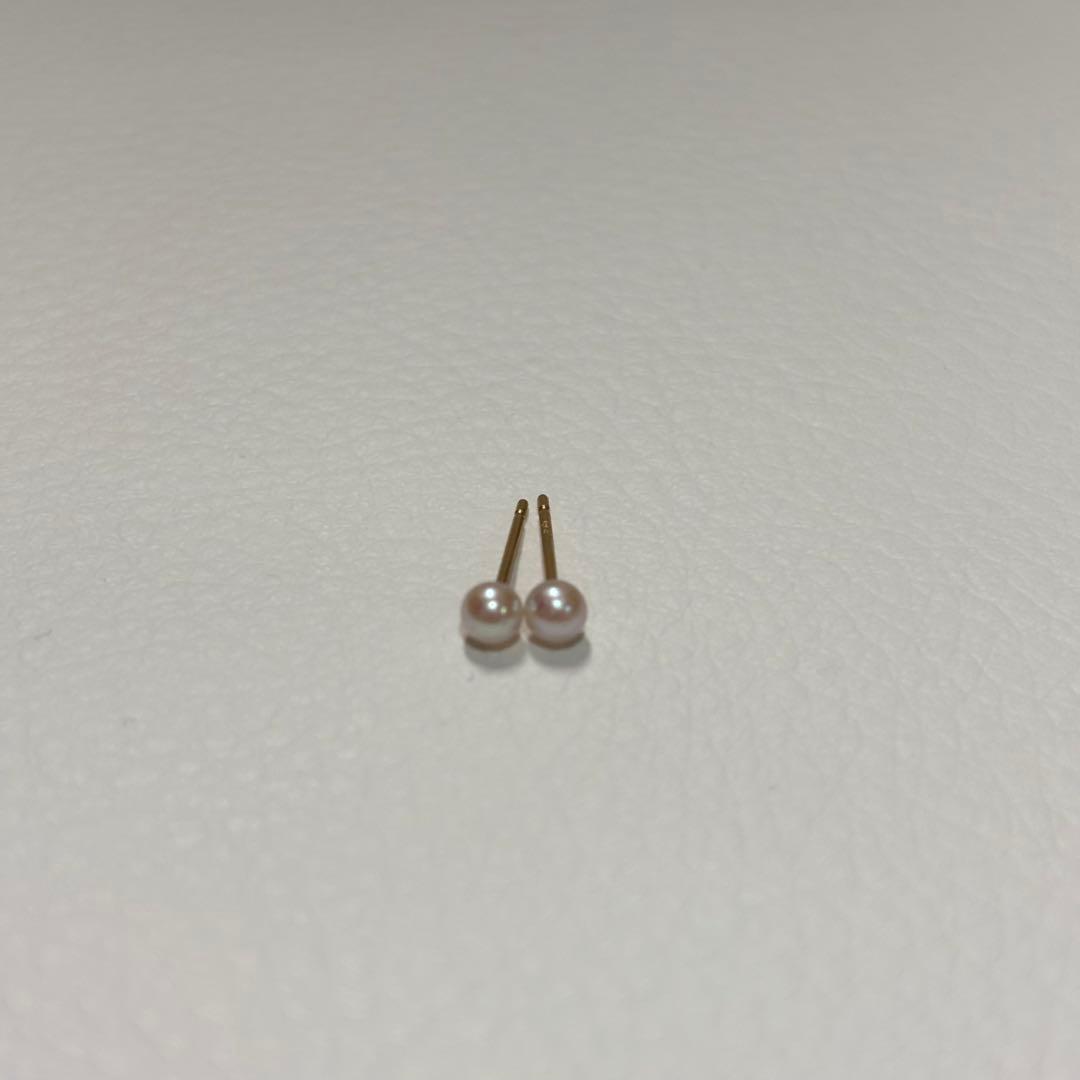 499 パールピアス　あこや真珠　3.2+3.3mm K18YG