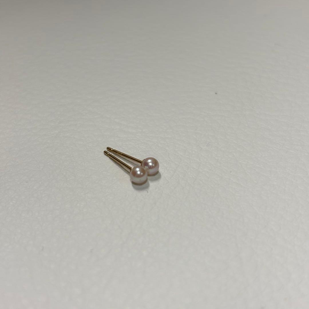 499 パールピアス　あこや真珠　3.2+3.3mm K18YG